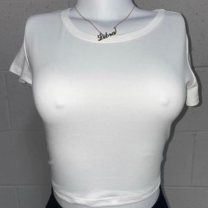 White TEE Crop Top😍